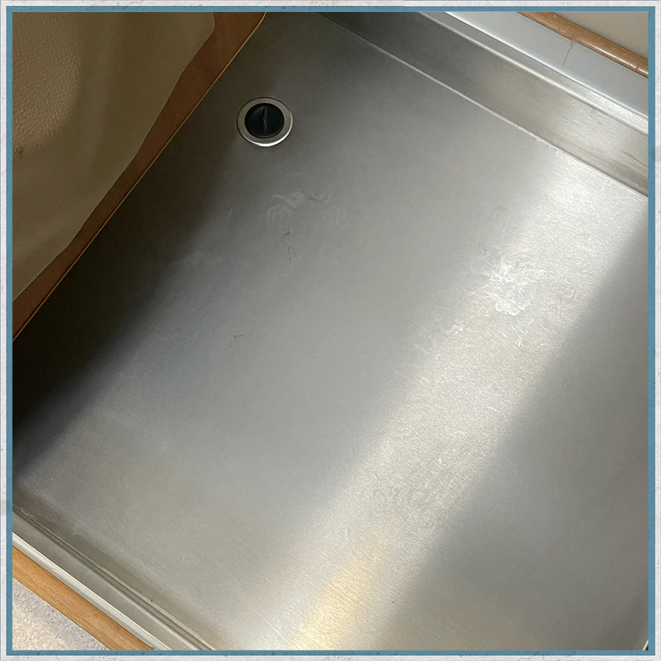 Bespoke Stainless Steel Shower Tray With Optional Hand-Cut Bamboo Duck Boards - Image 3
