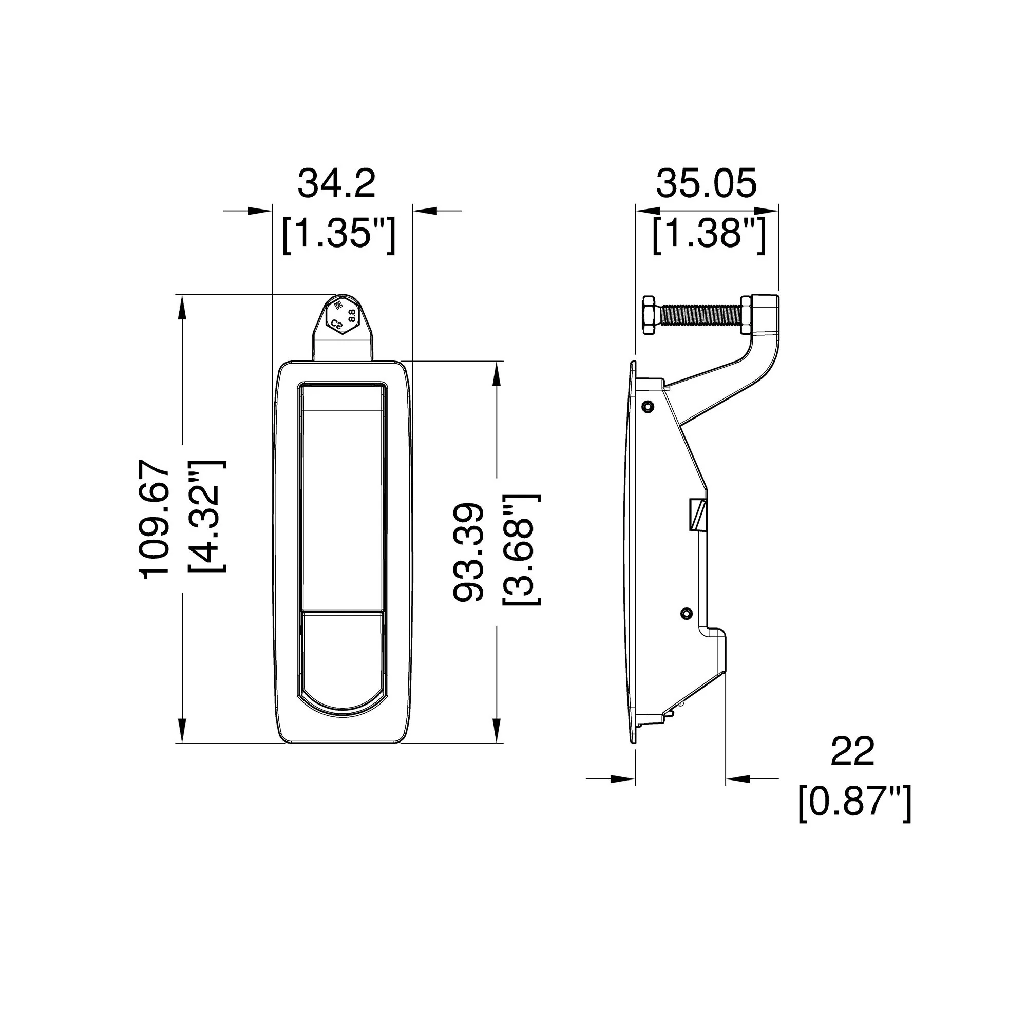 Black Camper Van, Motorhome Lever Latch with Pop-up Lever Mechanism - Image 2
