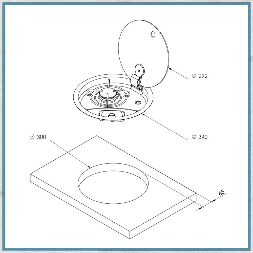 Can FC1345 Single Burner Gas Hob with Glass Lid - Image 4