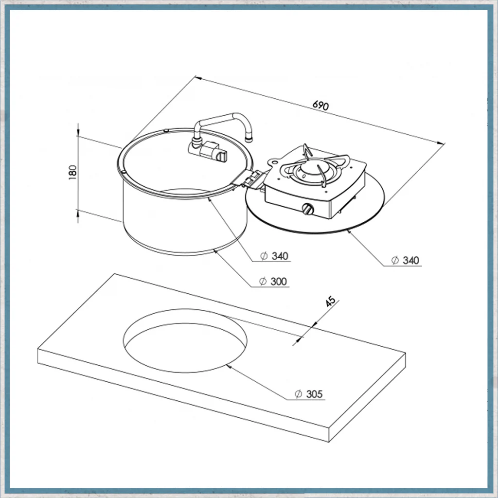 Can LC1701 Foldy Round Sink With Flip Over Hob - Image 3