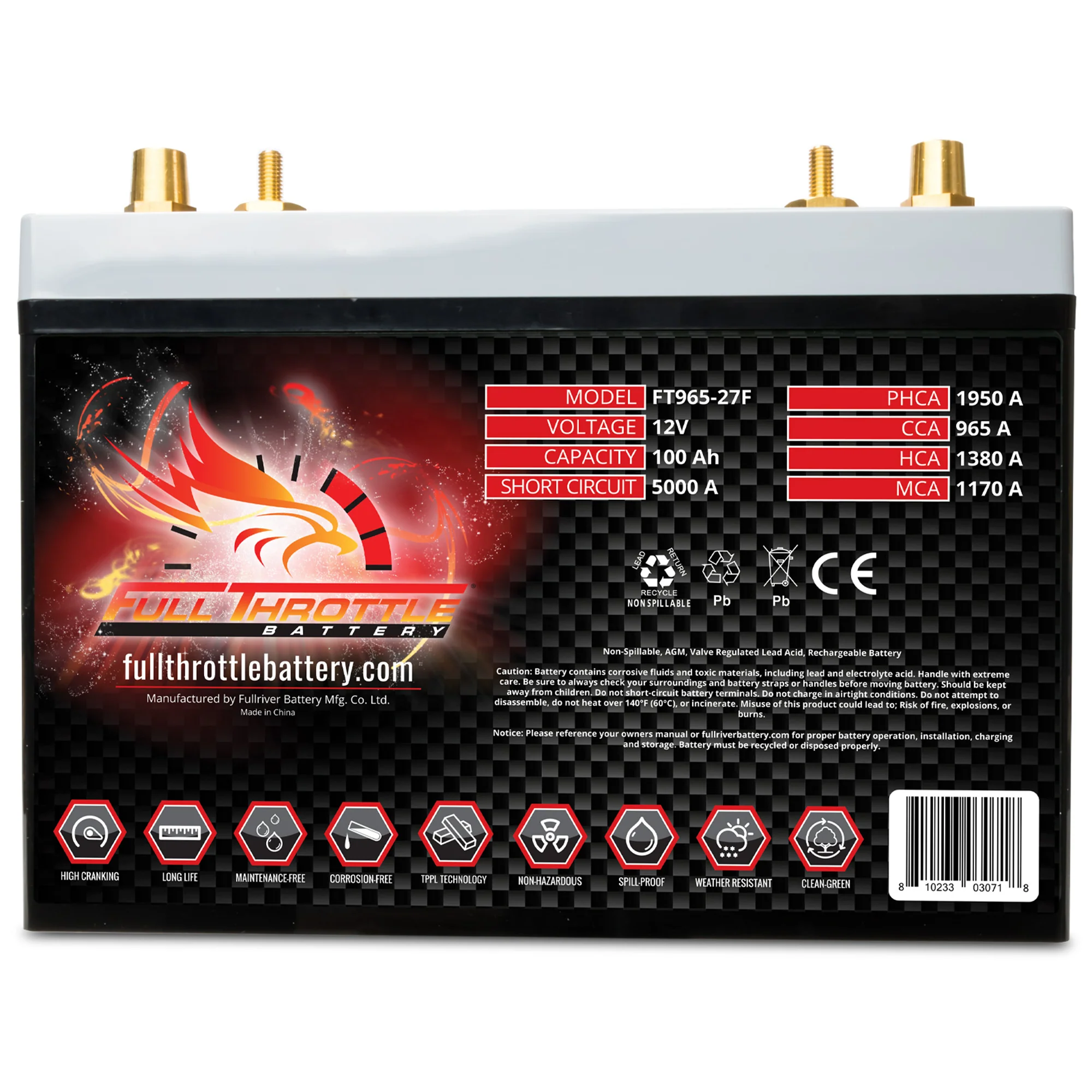 Full Throttle TPPL Battery FT965-27 - Image 2