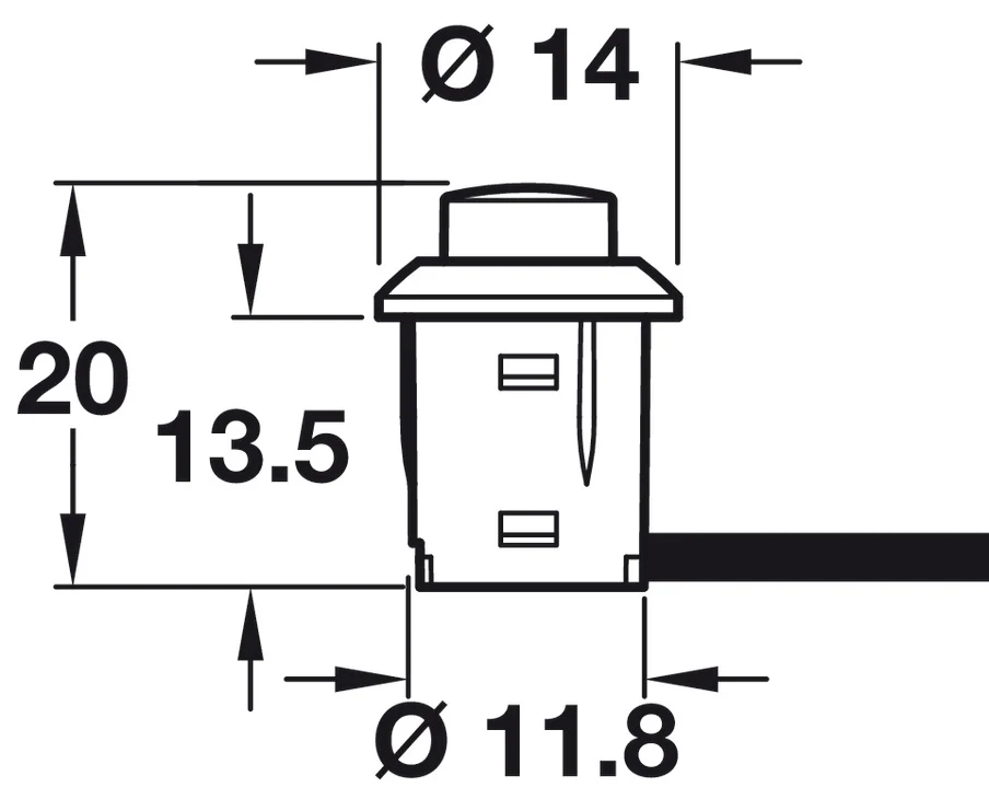 Hafele Loox 14mm LED Push Button Switch - Image 3