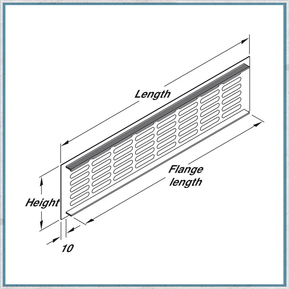 Hafele Silver Ventilation Grille for Recess Mounting 60mm Heigh/15mm Depth - Image 3