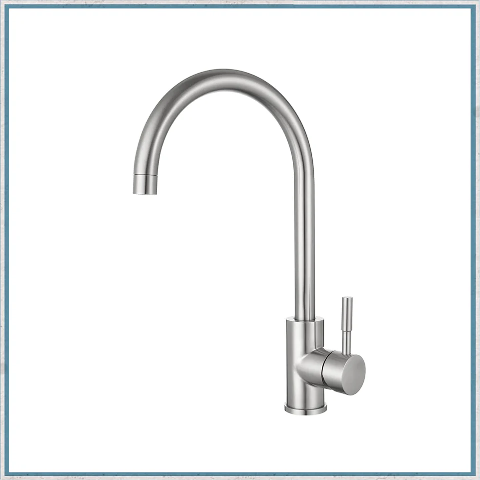 Swan neck Mixer Tap - brushed chrome finish