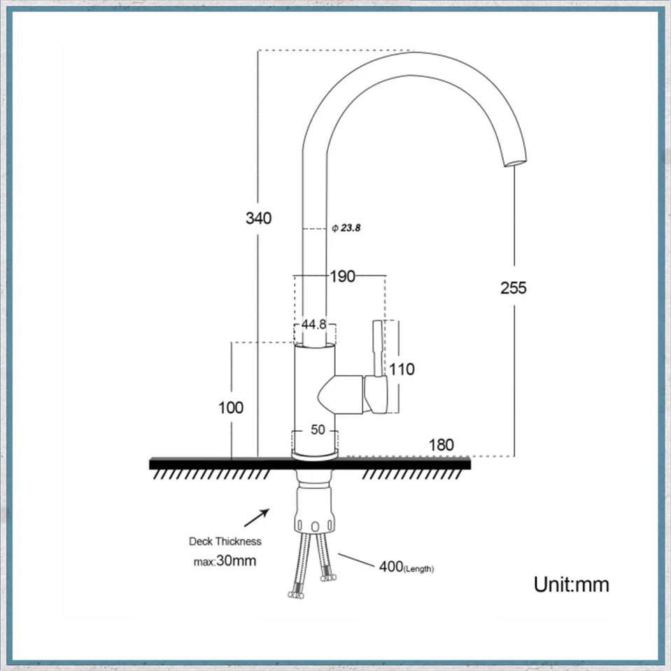 Swan neck Mixer Tap - brushed chrome finish - Image 2