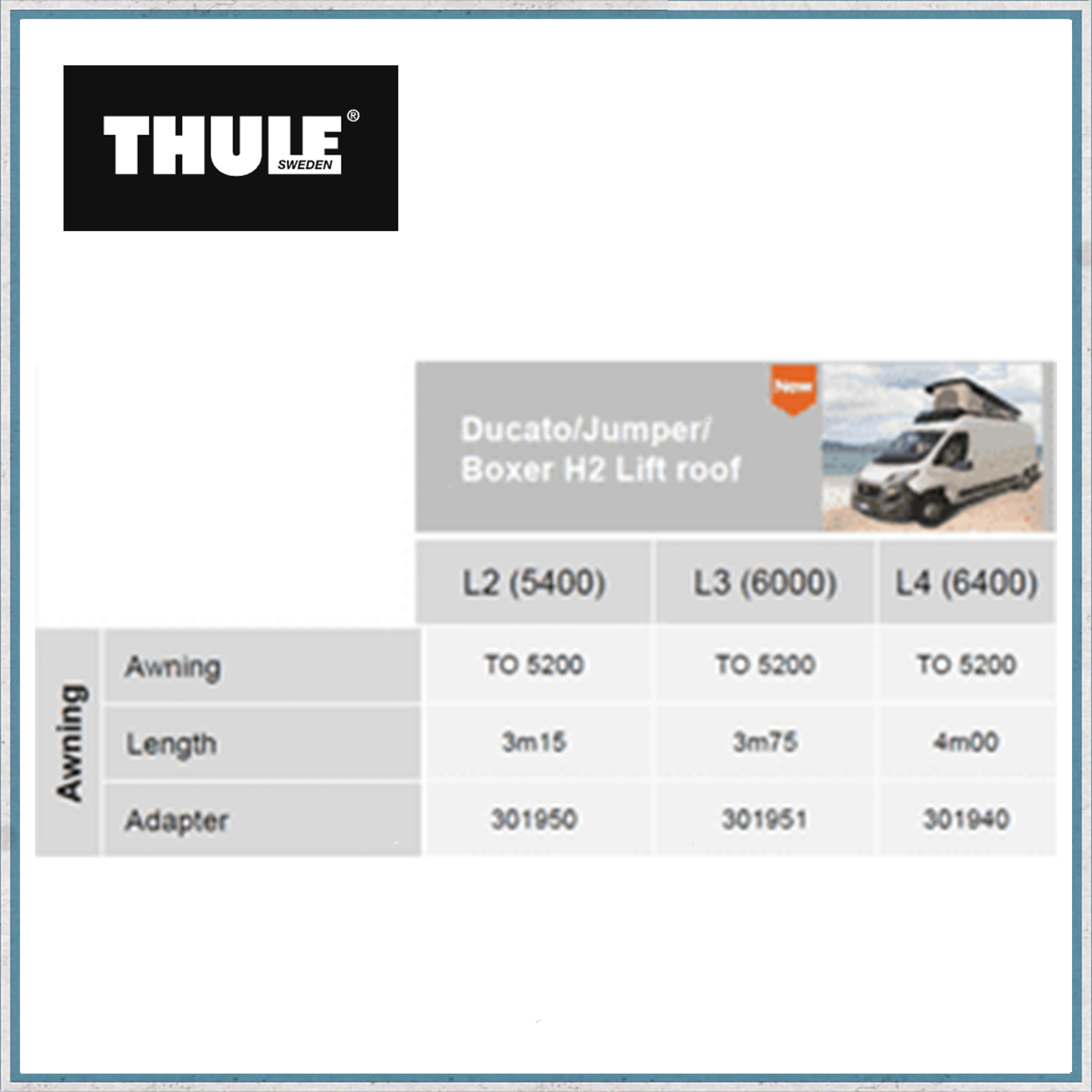 Thule Ducato H2 Lift Roof LED Awning Bracket - Image 2